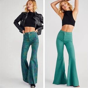 Free People Size 29 We The Free Throw It Back Reversible Paisley Flare Jeans